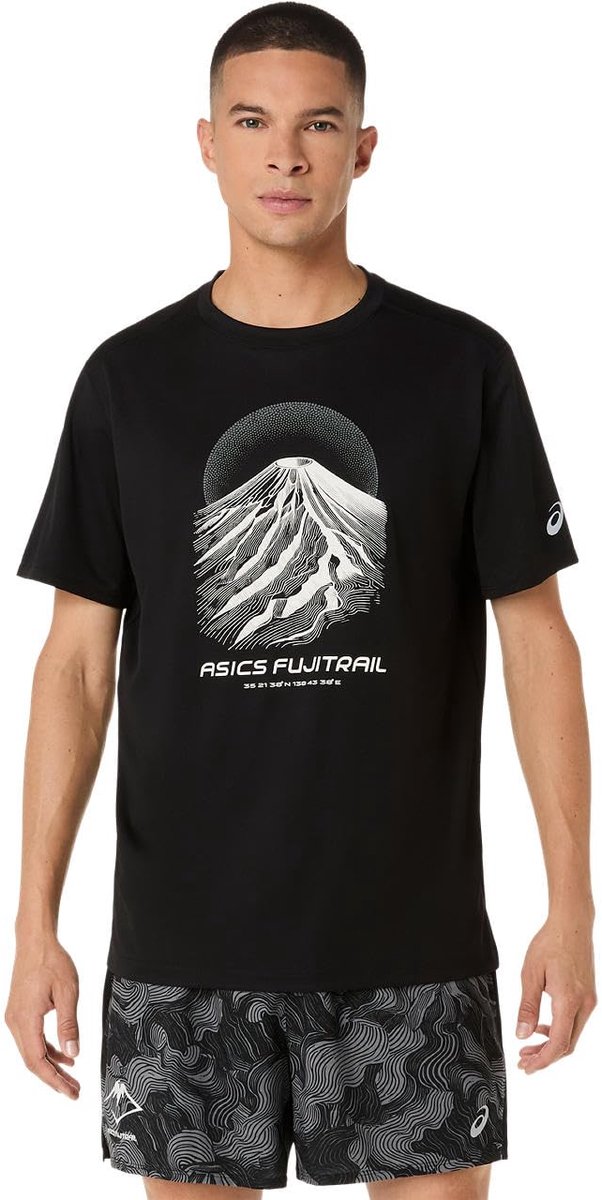 ASICS Fujitrail Logo - Hardloopshirt Korte Mouw - Heren - Zwart - S