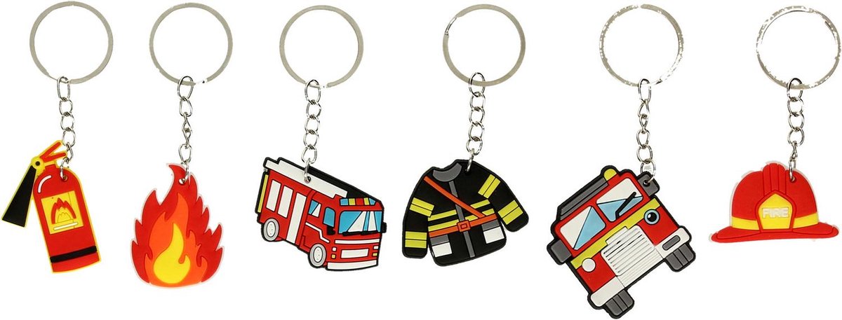 12 stuks Brandweer Sleutelhanger & Tashanger - Vuur Vlam Sleutelring - Strak & Gedetailleerd Ontwerp Voordeelset