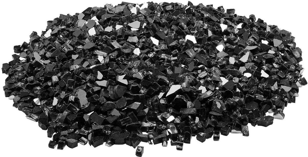 Hittebestendige Glasstenen, 9 kg Reflecterende Glasparels van 12,7 mm voor Vuurkorven, Haardglas en Decoratieve Vuurstenen, Geschikt voor Open Haard, Zwart