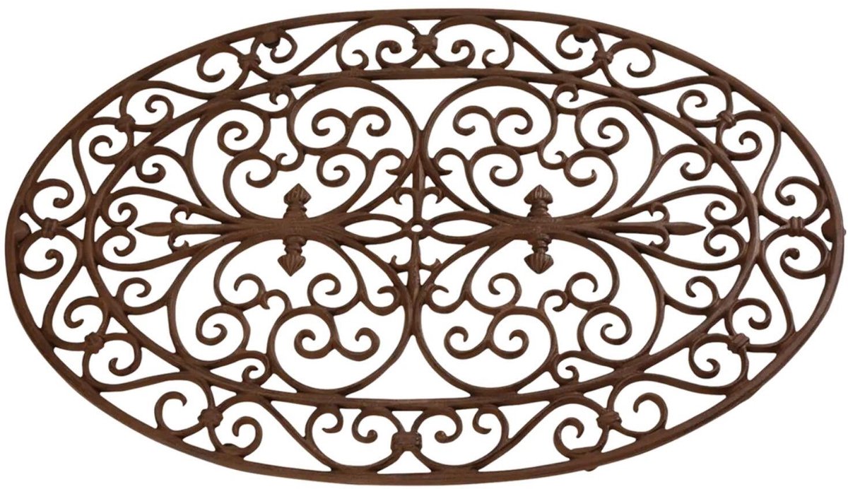 Esschert Design Deurmat - ovaal - gietijzer - Victoriaans patroon - 60 x 34 cm Bruin