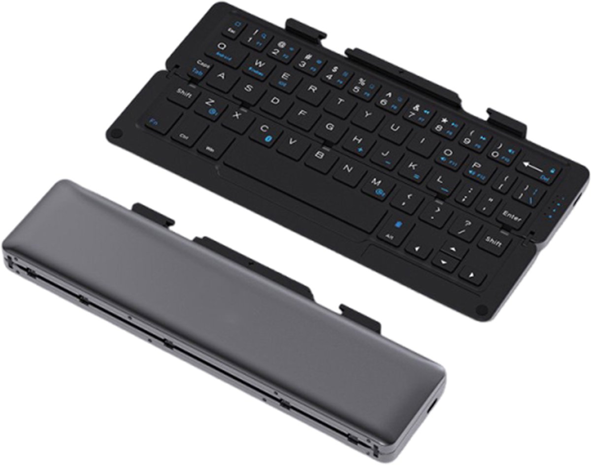 NAXSIR Vouwbaar draadloos Bluetooth‑toetsenbord, oplaadbaar met magnetische telefoon‑ en tabletstandaard