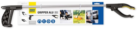 Kinzo aluminium grijper van 76 cm met magnetische grijper, zwart met geel handvat.