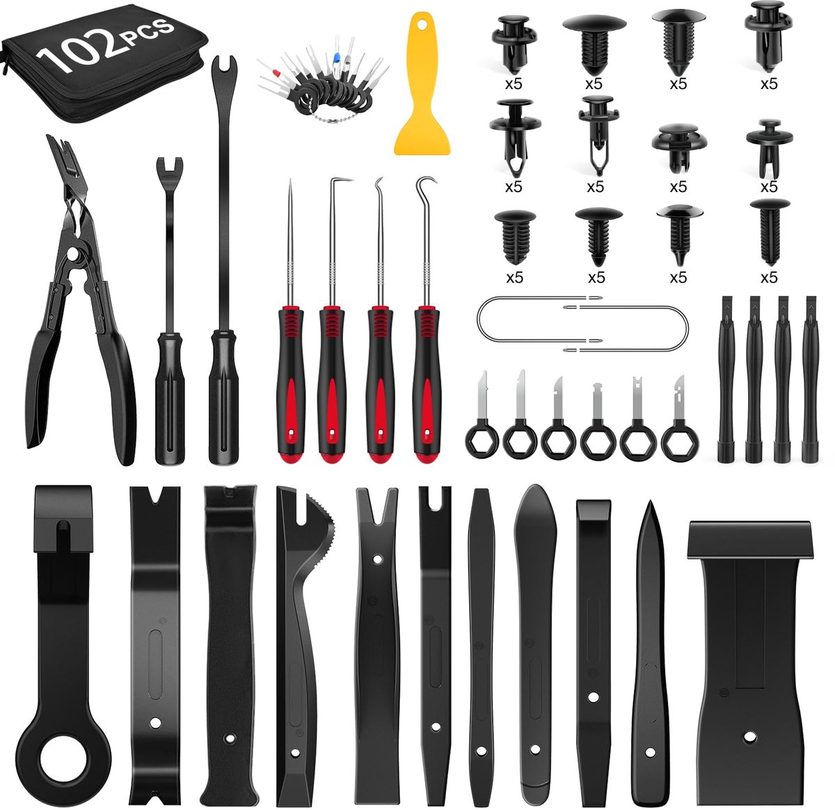 GOOACC 102 Stks Trim Removal Tool, Auto Push Pin Nylon Bumper Retainer Clip Set Bevestigingsklem Terminal Remover Tool - ShopVlot