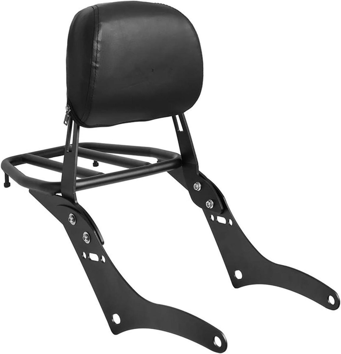 Motorfiets Rugleuning - Passagierskussen Sissybar - Comfortabel Rijden - Verstelbaar Bagagedrager - 3.2 kg - Zwart