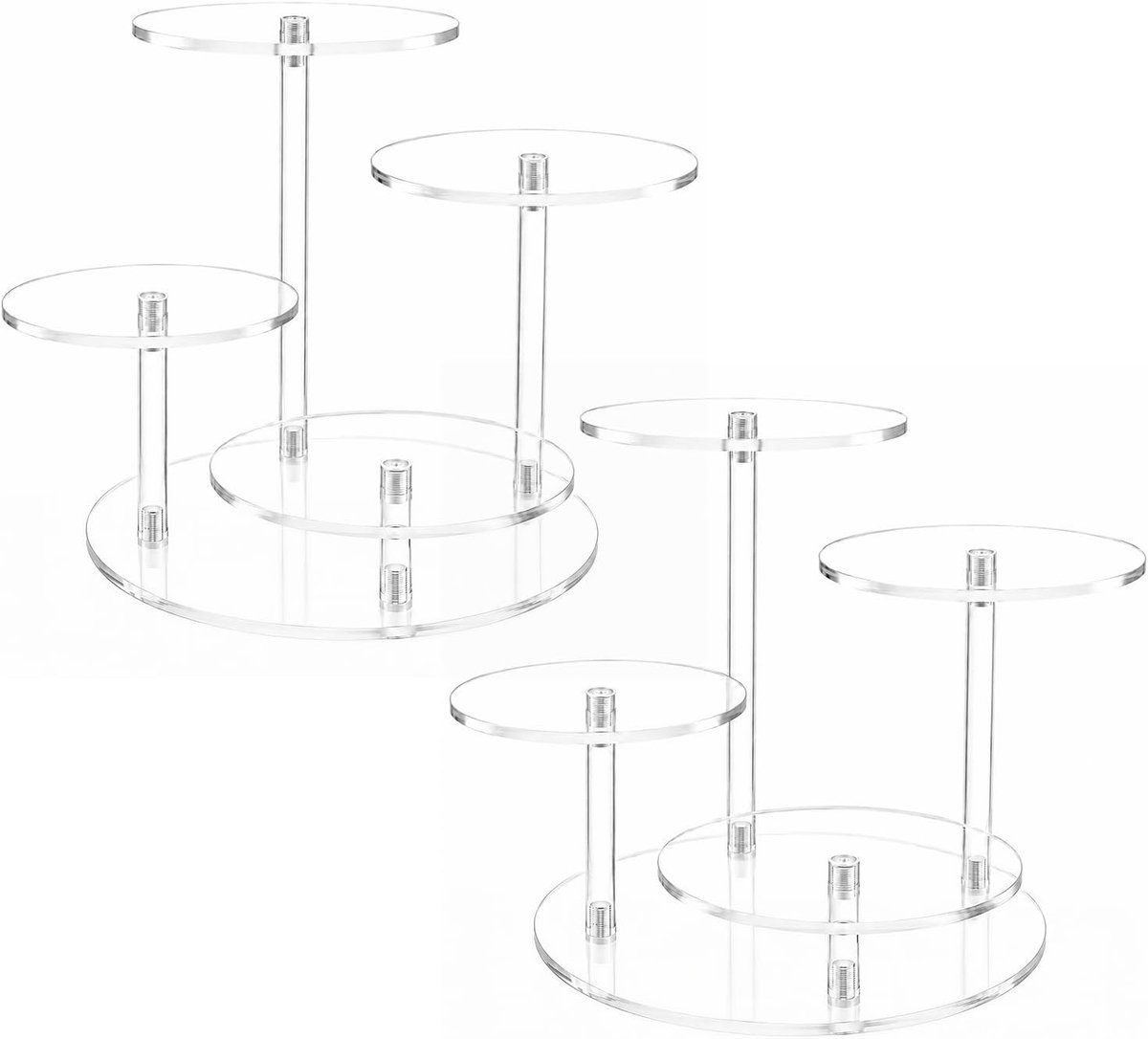 2 stuks - Acryl display stand - transparant - 4 posities rond model - Geschikt voor sieraden, figuren, cupcakes en decorati