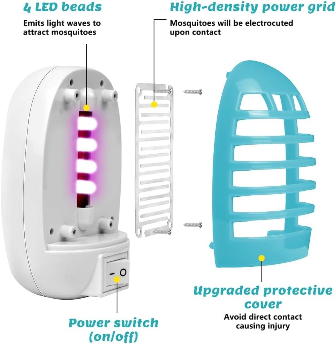 Effectieve Anti-Muggen Lamp, 4 Stuks UV Lamp voor Binnen, Elektrische Insectenverdelger, Vlieg Doder, Ideaal voor Muggen en Vliegende Insecten
