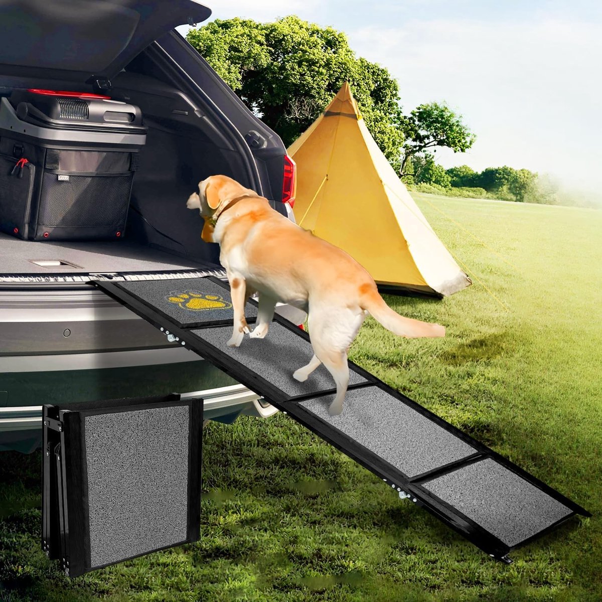 Hondenhelling voor de auto - Antislip - 170 cm - Opvouwbaar en Draagbaar - Voor Kleine, Middelgrote en Grote Honden