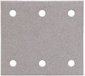 Zilverkleurig schuurvel met K320 grit en zes perforaties.