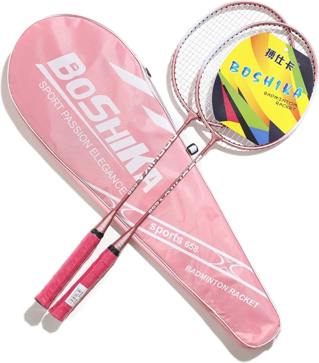 Badmintonset - Roze - Lichtgewicht Carbon Rackets met Draagtas - Voor Training en Spel