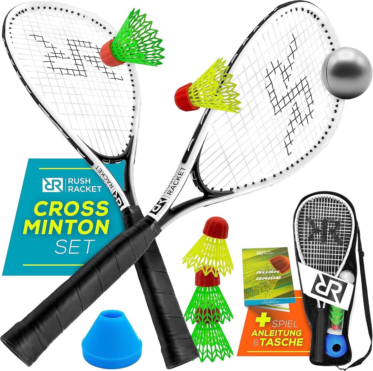 Speed Badmintonset - Wit - 5-delig - Inclusief Rackets en Shuttles - Voor Gezinnen en Professionals
