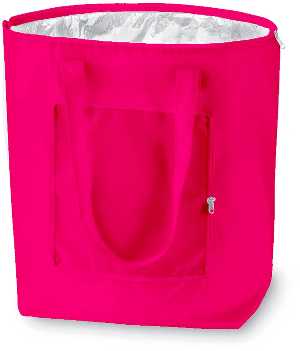 Famanu – Herbruikbare opvouwbare koeltas, licht en duurzaam, met aluminium binnenzijde voor perfecte koelfunctie, 25L in magenta