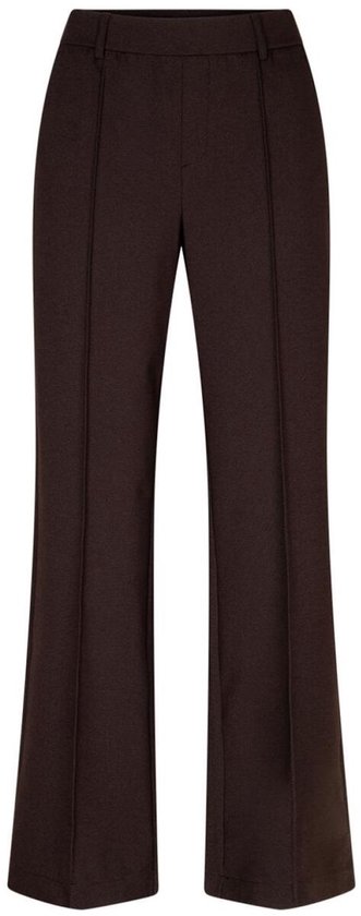 Flared bruine pantalon met platte naden aan de voorkant.