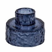 Glazen waxine- en kaarsenstandaard blauw