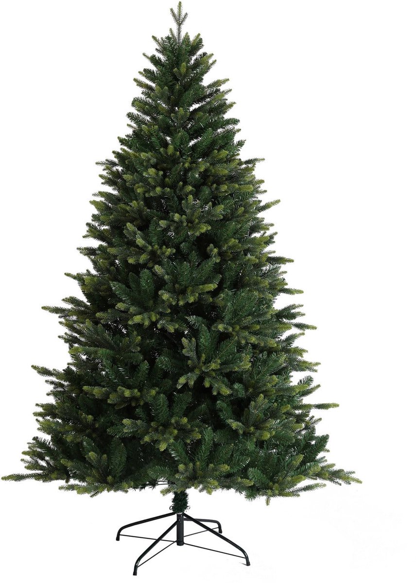 Famanu – Kunstkerstboom, natuurgetrouwe uitstraling met 1075 takpunten, metalen standaard, 210 cm, perfect voor de feestdagen
