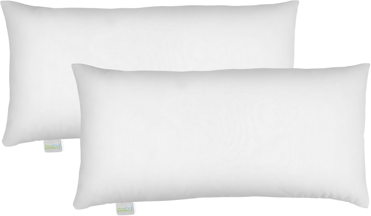 Famanu – Hoofdkussen set van 2 stuks, 40 x 80 cm, beddengoed van 100% microvezel, wasbaar, wit, ideaal voor een goede nachtrust
