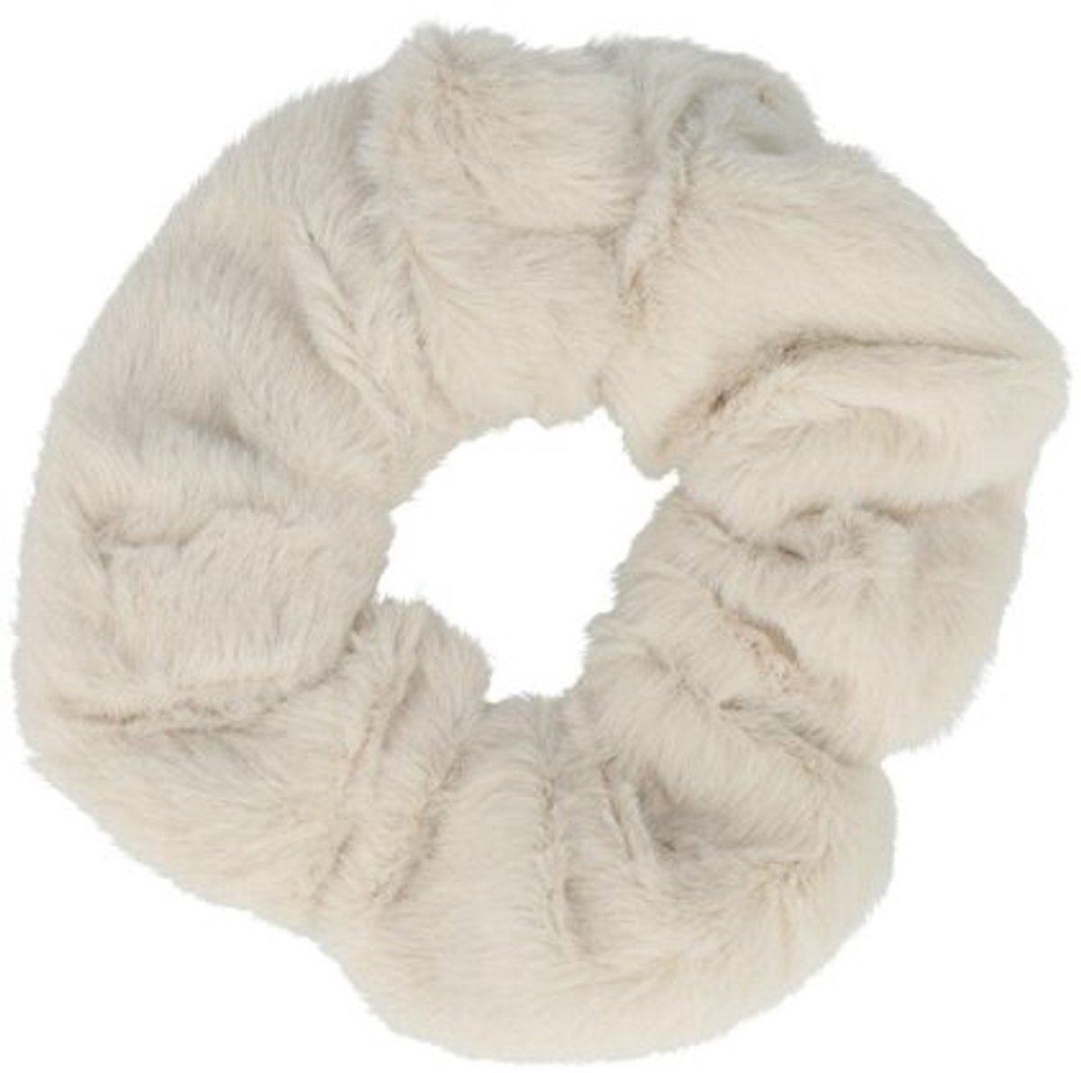 Haarsoires Haarelastiek Scrunchie – Basic – Teddy Stof – Beige - Haarkrinkel - Haar Elastiek met Stof - Zacht & Haarvriendelijk