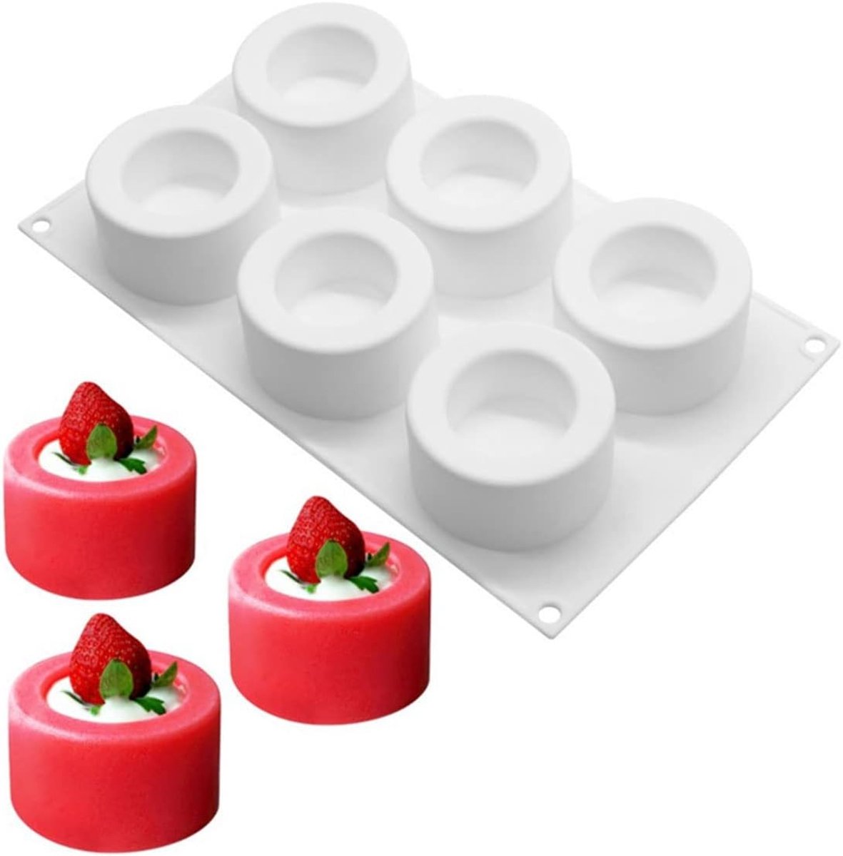 Puddingvormpjes - Multicolor - 29,4 x 17 x 4,3 cm - Siliconen Bakvormen voor Muffins en Taarten