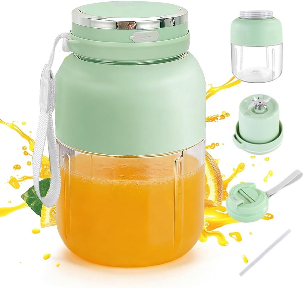 Draagbare Mixer - Lichtgroen - 1300 ml - Draadloze Blender met Lekvrij Deksel - Voor Fitness, Kantoor en Reizen