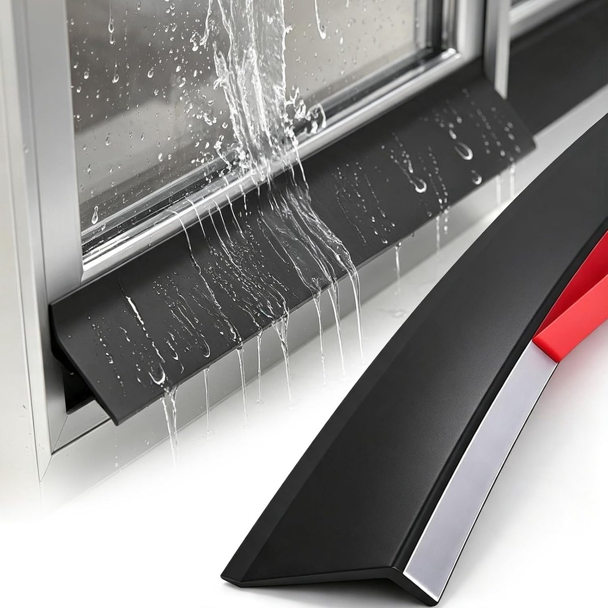 Regenbescherming voor Ramen - 5,5 cm x 2 m - Zelfklevend - Regendeflector - Waterkerende strook - Weerbestendige Drempel - tegen regenwaterophoping voor ramen, terrasdeuren en vensterbanken