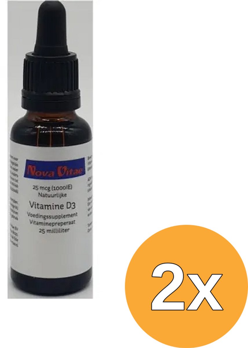 2x Nova Vitae Vitamine D3 1000IU druppel (25 ml)
