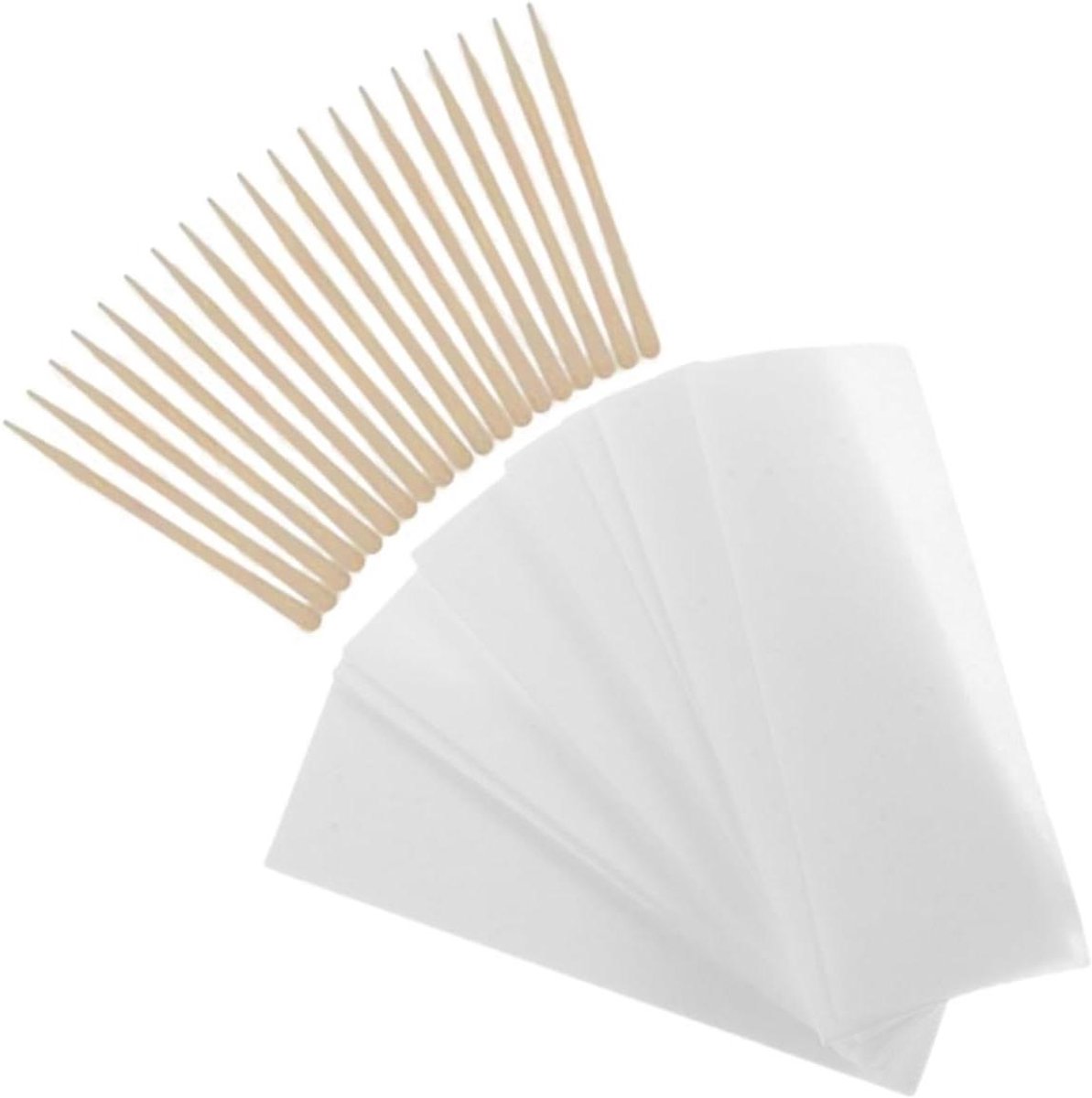 Wax Strips - Ontharingsstrips - Haar Verwijderen - Inclusief Houten Stokjes - 100 Vel + Stokjes - Wit