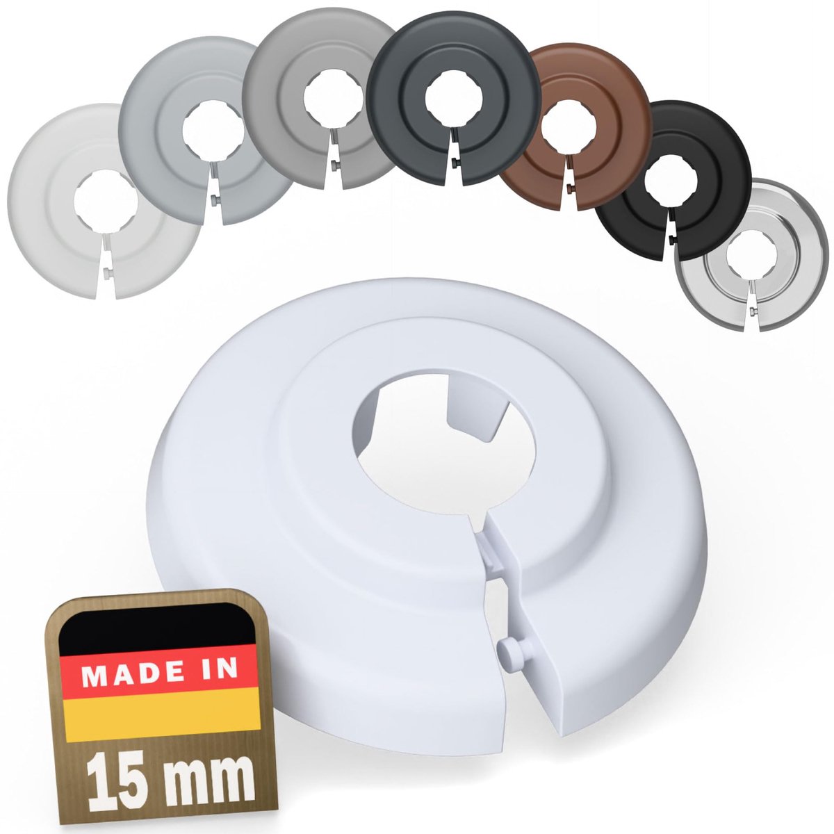 FUX 10 stuks radiatorpijpafdekkingen voor buisdiameters (15mm 9016) - ShopVlot
