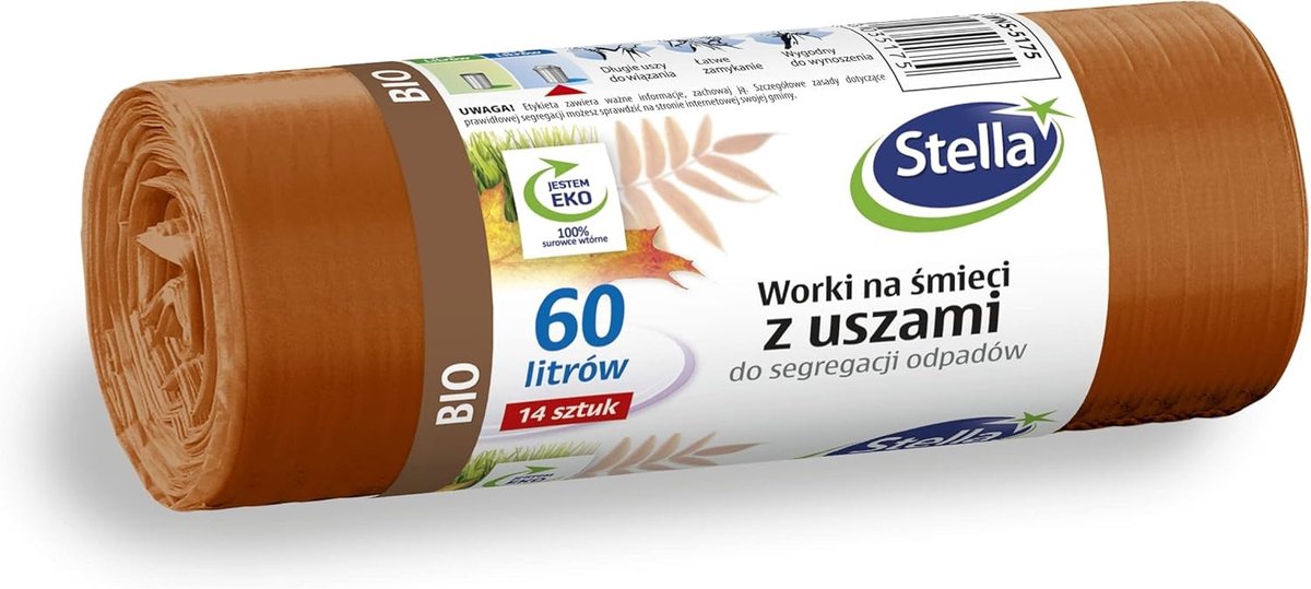 Vuilniszakken met Handgrepen - Bruin - 60 L - Gerecycled LDPE Folie - Voor Biologisch Afval