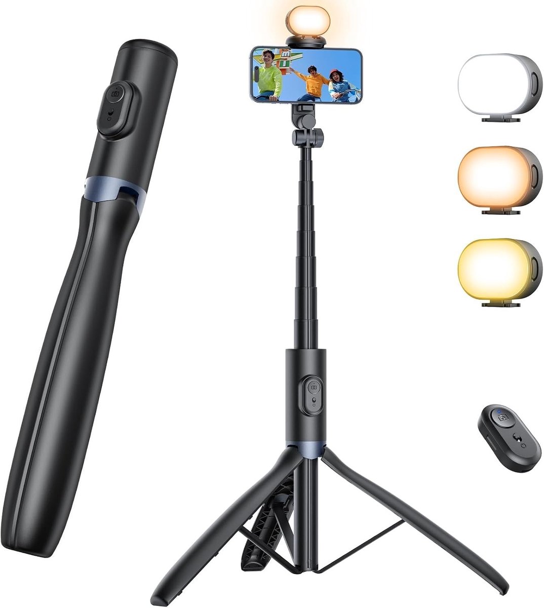 Professionele 172 cm Smartphone Tripod met Verlichting, Ideaal voor Fotografie en Video Opnames, Geschikt voor Mobiele Telefoons en Camera's