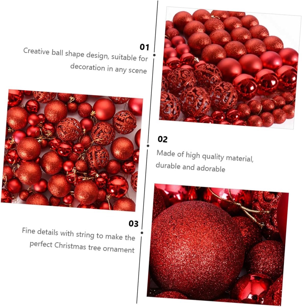 Kerstballen Set - Hangdecoratie Feest - Kerstboom Versieren - Lichtgewicht Plastic - 100 Stuks - Rood – foto 6