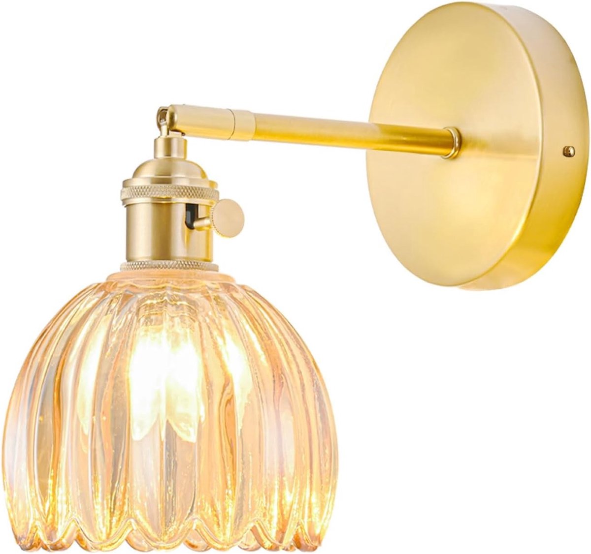 Wandlamp - Amber - 1 stuk - Vintage Wandlamp met Stekker - Voor Binnen