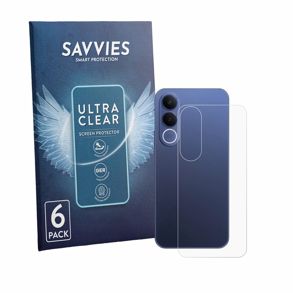 Savvies - Screenprotector voor Vivo V70 FE (Achterkant) - Folie Beschermfolie transparant 6 Stuks