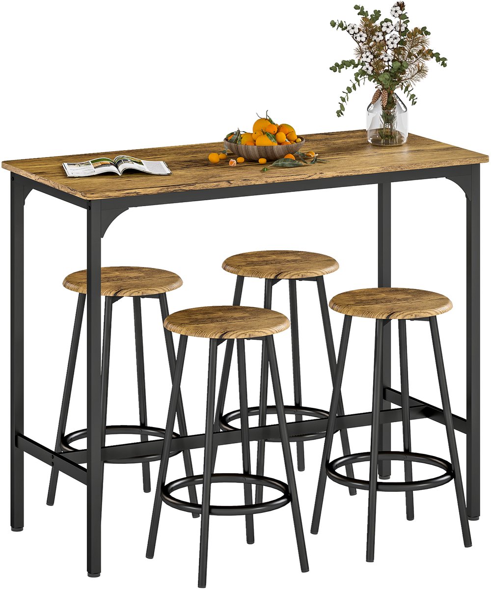 HOMCOM Bartafelset - Metaal - 110x50x89,5cm - Bruin