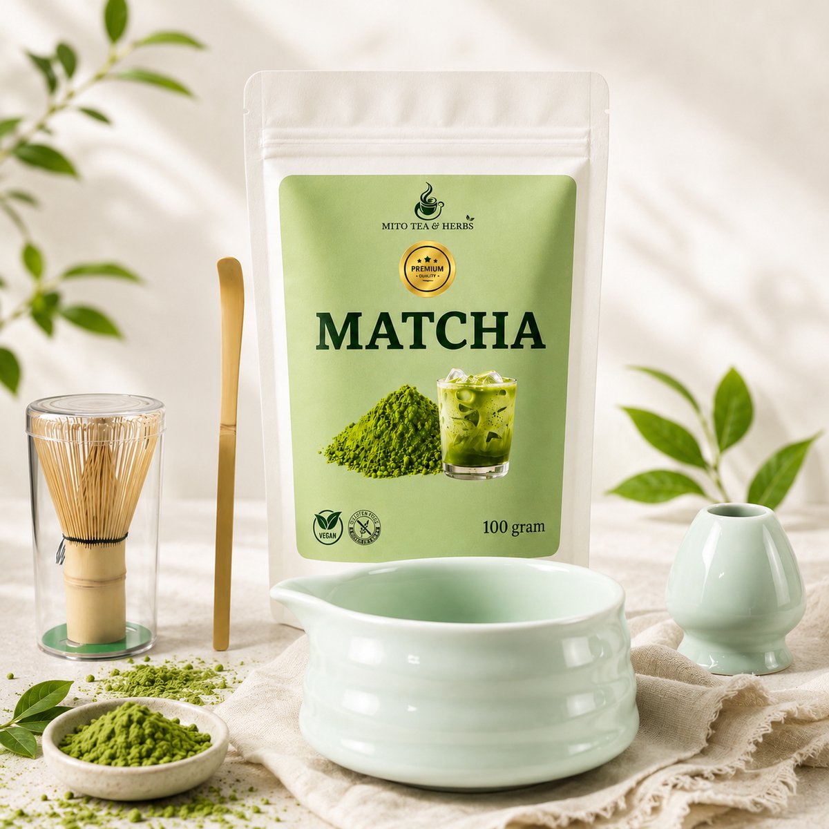 Mito matcha set - 5 delige set - Mito Matcha 100 gram