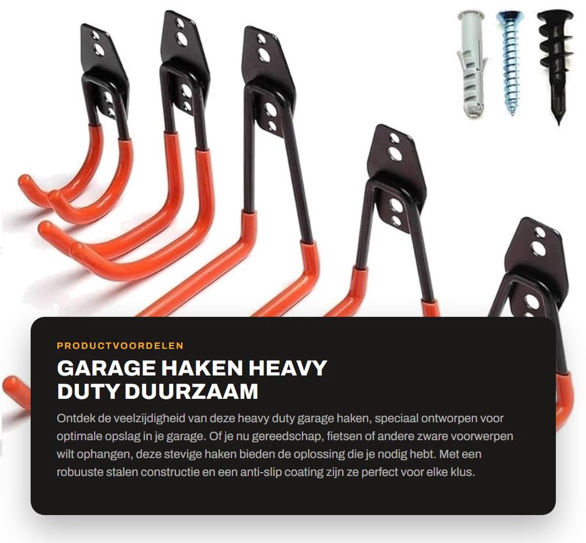 Dailygoods- Garage Haken Heavy Duty - 8 Pack - Stalen Hangers - Antislip Coating - Muurbeugel - Duurzaam voor Zware Gewichten - Opslaghaken