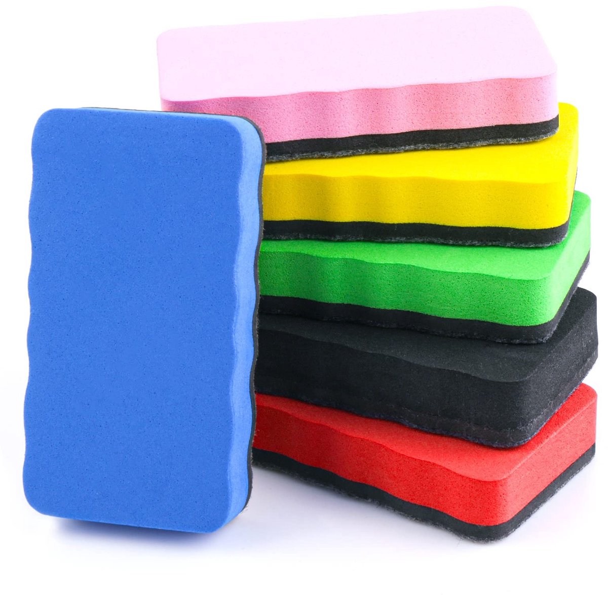 Dailygoods - cobee Magnetische whiteboardgum, 6 stuks kleurrijke whiteboard droge gum met dik viltkussen, magnetisch witbord gummen, krijtbordreiniger voor klaslokaal thuiskantoor (6 kleuren)