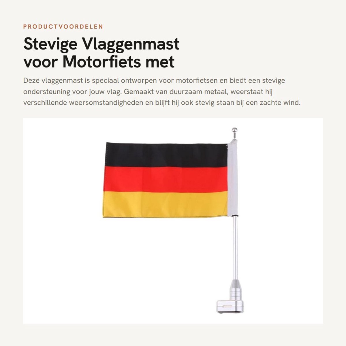 Dailygoods- Vlaggenmast Metalen Standaard - Vlaggenstokhouder - Geschikt Voor Goldwing GL1500/1800 - Verstelbaar - Duurzaam - Eenvoudig Te Installeren - Motorfietsaccessoire