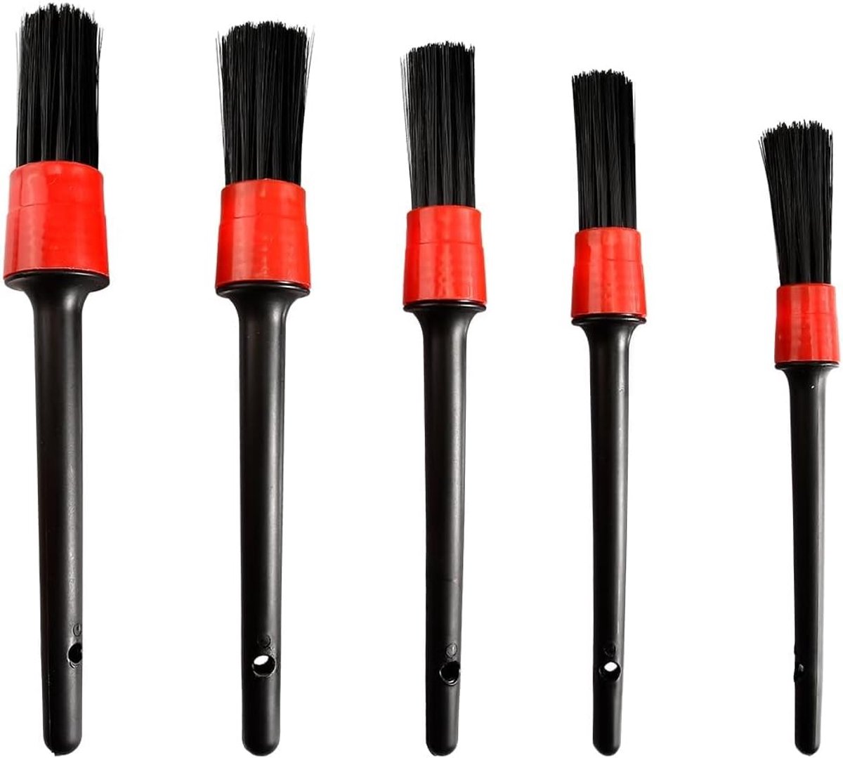 Auto Detailborstels - Reinigingsborstels Set - Auto Interieur Reinigen - Zachte Borstelharen - 5 Stuks - Zwart