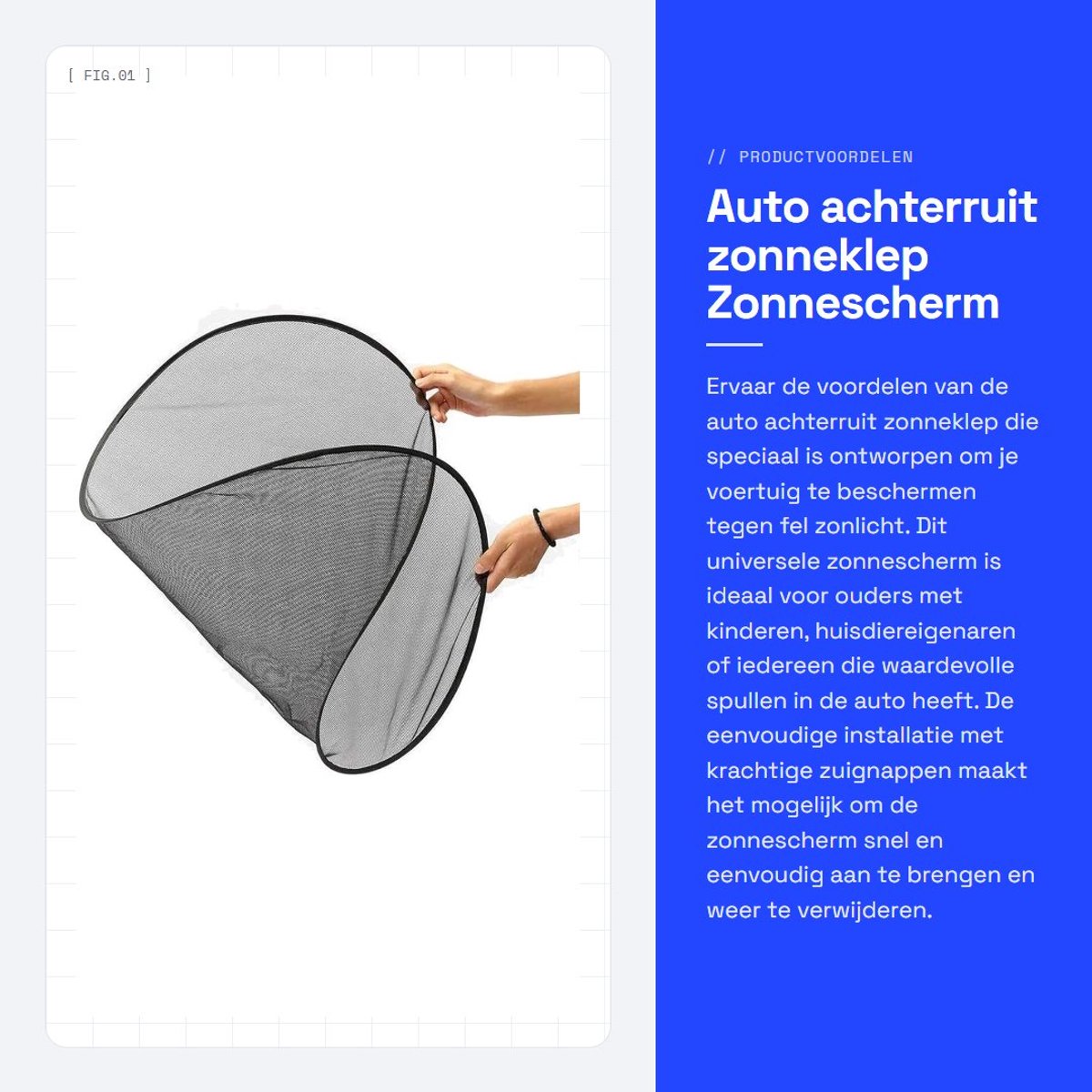 Dailygoods- Zonnescherm Auto - Blokkeert Zonlicht - Achterruit Zonneklep - Eenvoudige Installatie - Opvouwbaar - Bescherming voor Kinderen en Huisdieren