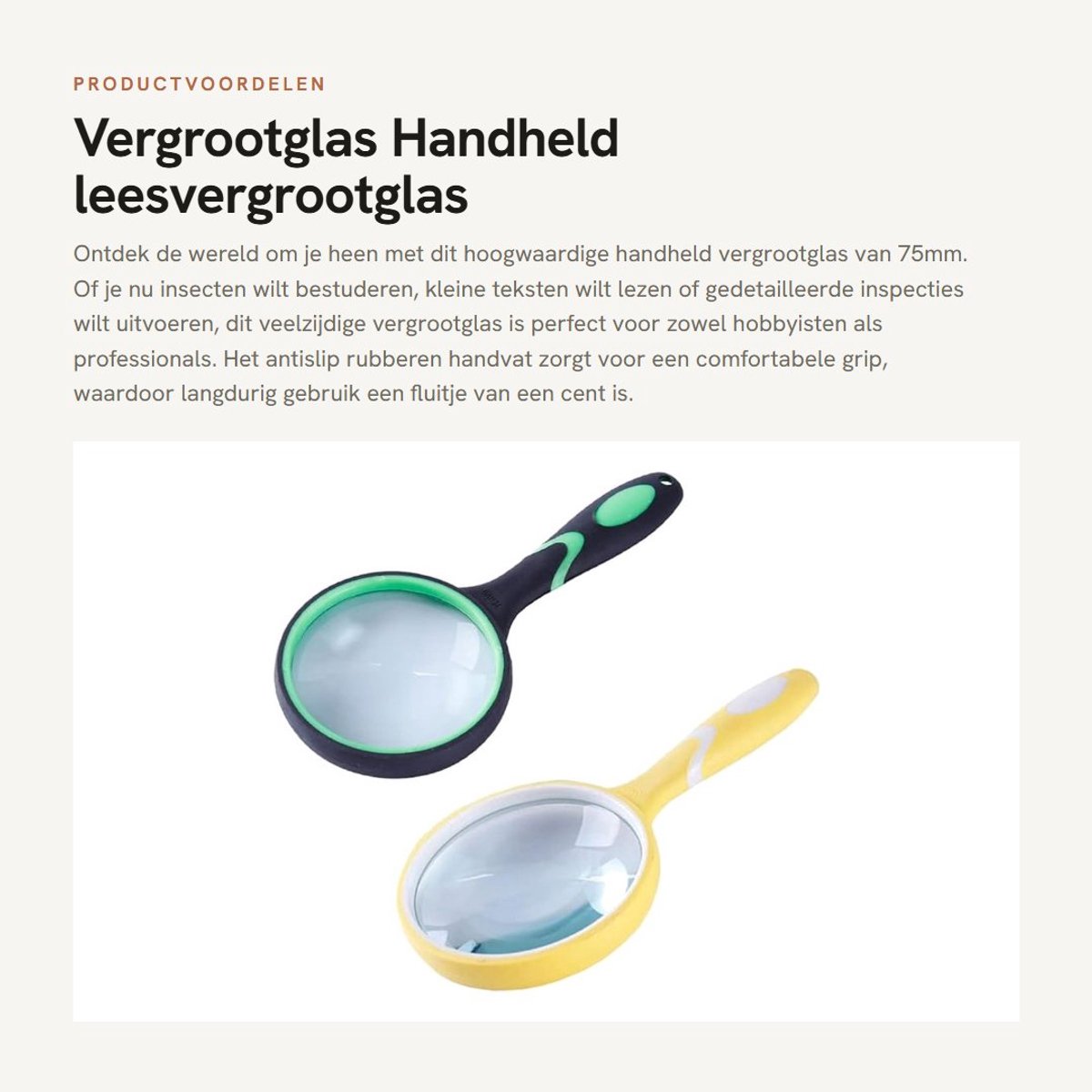 Dailygoods- Vergrootglas 10X - Handheld Loep - Antislip Handvat - Draagbaar - 75mm - Lichtgewicht 129g