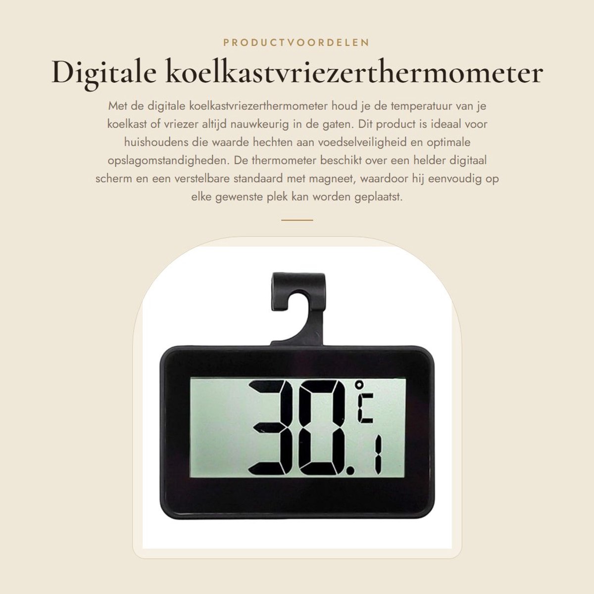 Dailygoods - Digitale koelkastvriezerthermometer - Vorstalarm - Waterdicht - Zwart - Precisie thermometer - Geschikt voor huishoudelijk gebruik - Mode...