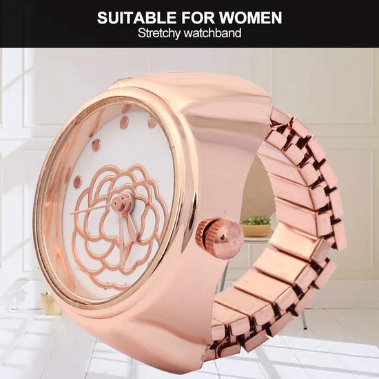 Dailygoods- Fidget Ring - Duurzaam Legeringsmateriaal - Stressverlichtende Ring - Stijlvol voor Elke Gelegenheid - Nauwkeurige Tijdwaarneming - Casual Stijl Vinger Ring Horloge - Ringhorloge — afbeelding 3