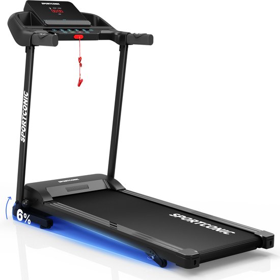 Sportconic Loopband 1-12 km/u – Loopband Inklapbaar – Professionele Loopband voor Thuis – 12 Programma's – Met Hellingfunctie – Incl. LED-display en Hartslagmeter