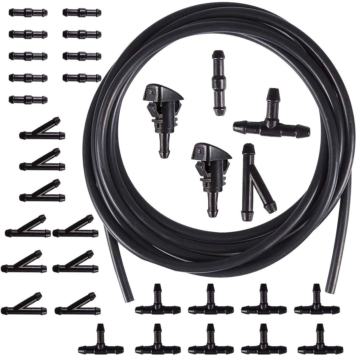 Dailygoods- Wisserslang 3 m - Reparatieset - Slangverbindingen - Flexibele Slang - ABS Kunststof - Voorruit Sproeislang - Waterslang