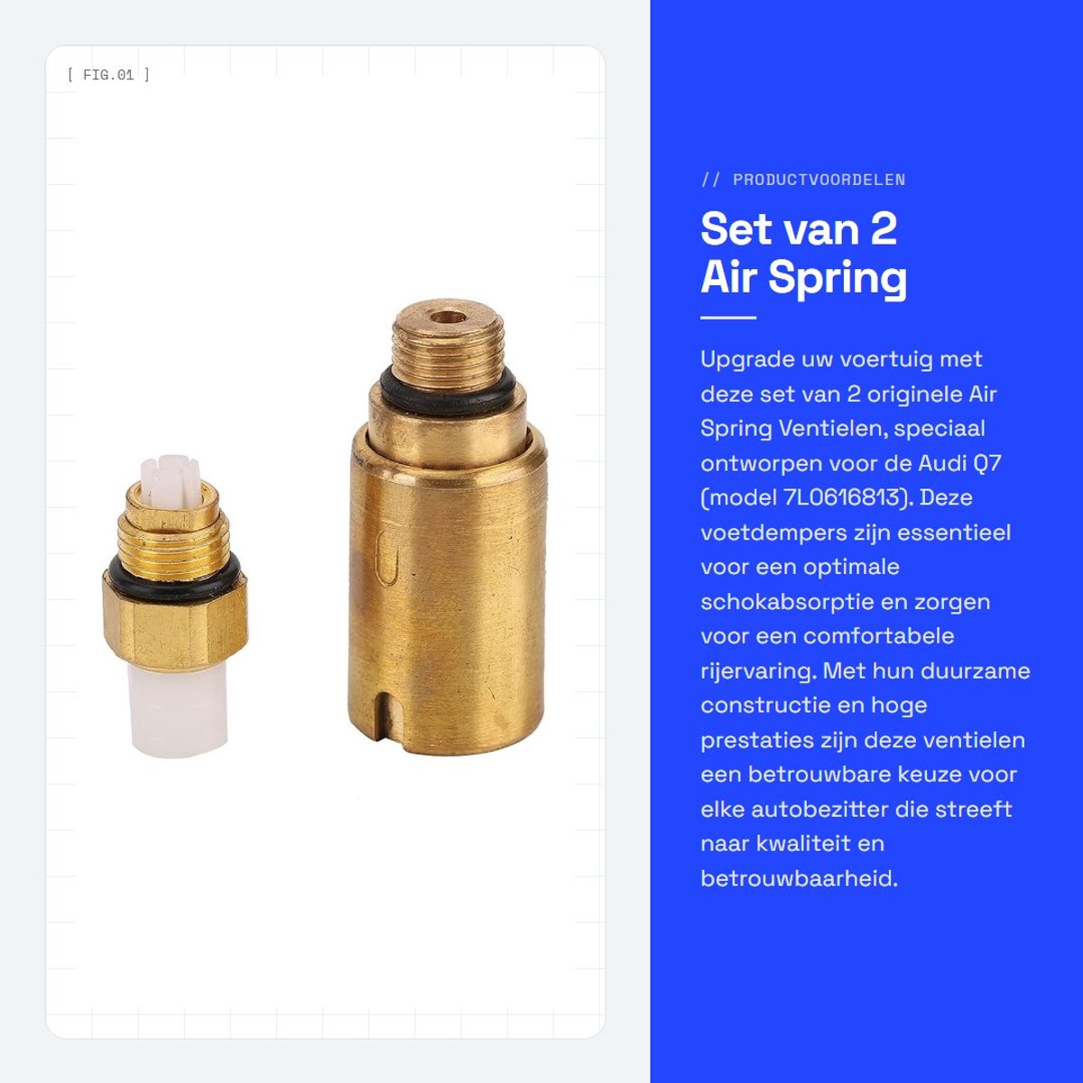 Dailygoods- Luchtveer Set van 2 - Voetdemper - Veerdemper - Residuele Drukventiel - Compatibel met Q7 7L0616813