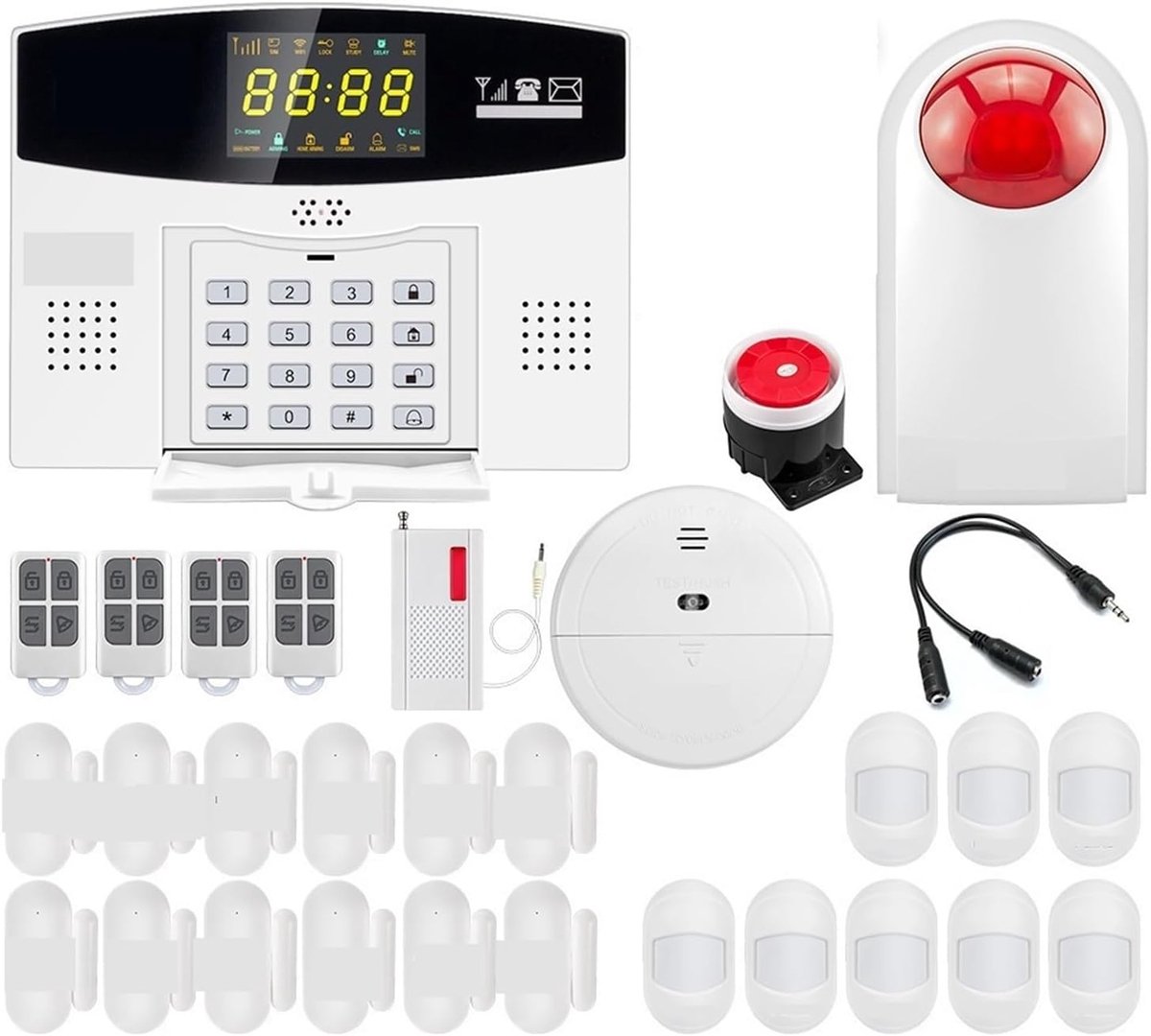 Smart Alarmsysteem - Draadloos Inbreker - Huisbeveiliging - LCD Kleurendisplay - 100 Zones - Wit