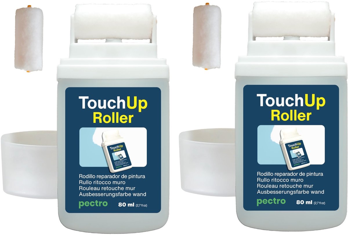 Dailygoods- Verfroller Muur Reparatie - Witte Retoucheverf - 80ml x 2 - Extra Roller - Kleine Herstellingen - Vlekken op Binnenmuren - Muurverf