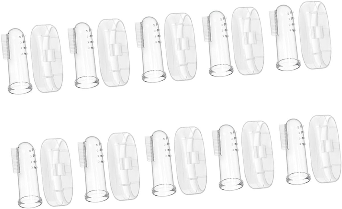 Vinger Tandenborstel - Baby Borstel - Baby Mondverzorging - Dubbelzijdig Ontwerp - 10 Sets - Transparant