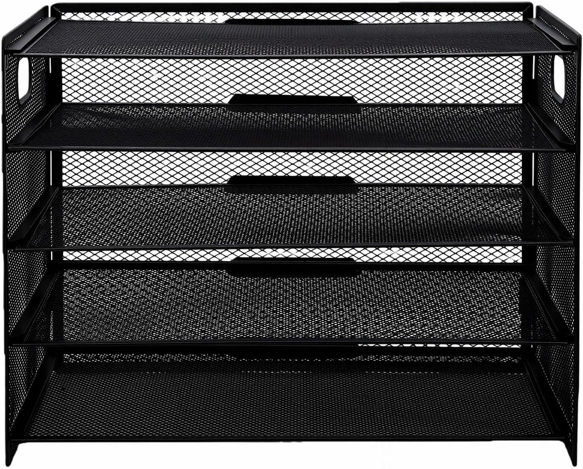 Bureau Organizer - Papier Sorteerder - Documenten Opslag - Verstelbaar Ontwerp - 35x26x6 cm - Zwart