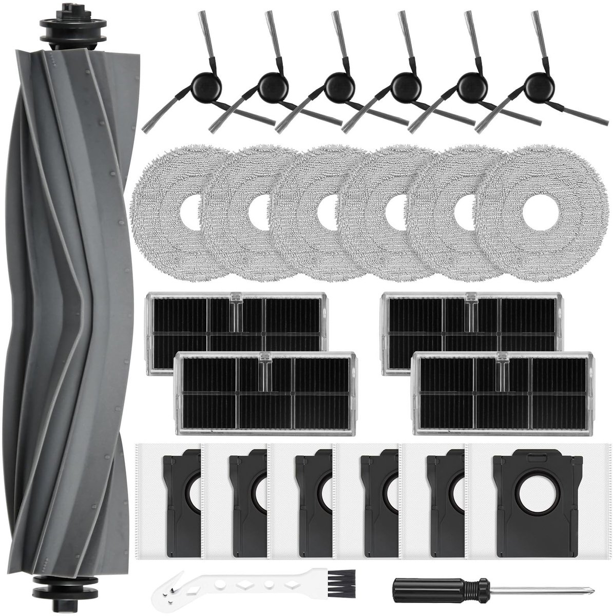 Dailygoods- Accessoires voor Mova E40 Ultra - 24 Stuks - Hoofdborstel - Stofzakken - Dweilpads - HEPA-filters - Zijborstels - Robotstofzuiger