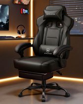GTPLAYER - Gaming Stoel met Voetensteun - 155° Verstelbaar 180kg - Zwart